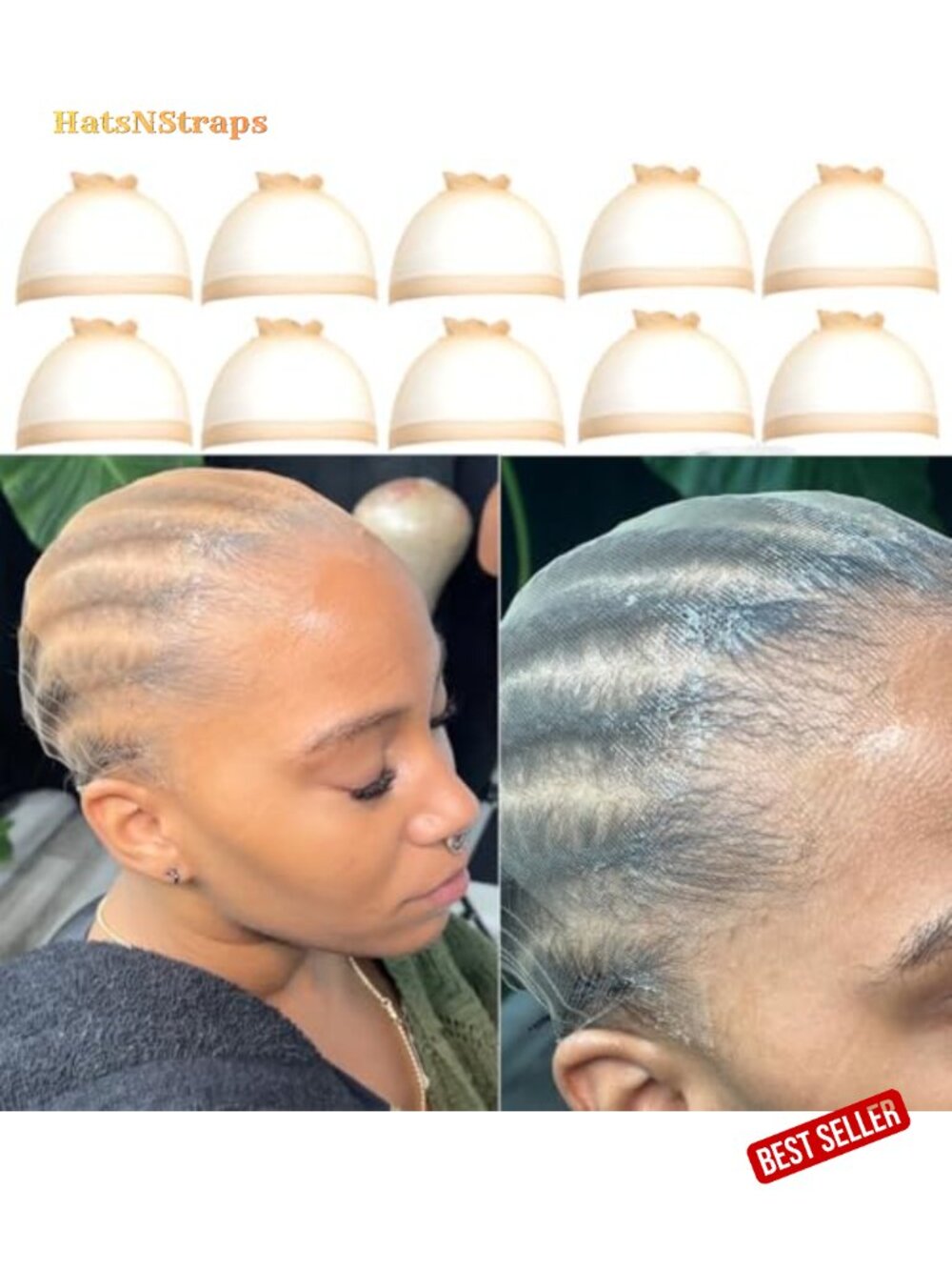 10 HD Wig Caps Transparent Nylon Elastic Invisible for Wigs Women